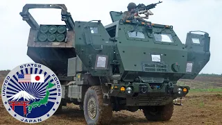 U.S. Marines. Powerful artillery M777 and HIMARS on exercises in Japan.