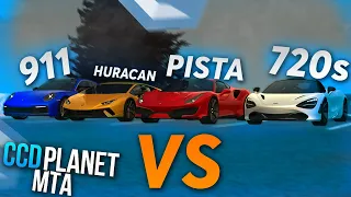 PORSHE 911 VS. LAMBA HURACAN VS. FERRARI PISTA VS. MCLAREN 720s! ЧТО КРУЧЕ? - (MTA | CCDPlanet)