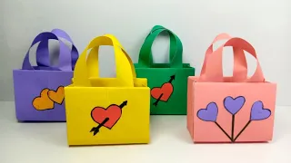 DIY SHOPPING BAG WITH PAPER /Paper Bag Making At Home/Origami Paper Bag/Origami Gift Bag/school hack