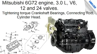 Mitsubishi 6G72 engine, 3.0L, V6, 12 and 24 valves, Tightening torque for crankshaft, connecting rod