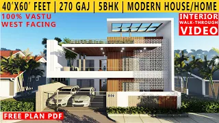 40'X60' FEET MODERN HOUSE PLAN | 5BHK BUNGALOW | VASTU | 270 GAJ | 2400 SQFT | HOME DESIGN | DUPLEX