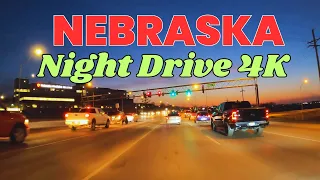 Drive Tour 4K, HWY 370, Bellevue, Nebraska to Gretna, Nebraska, USA, Night Drive