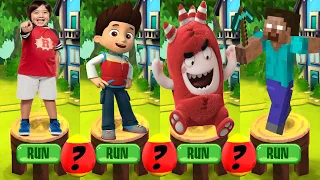 Tag with Ryan vs PAW Patrol Ryder Run vs Oddbods Turbo Run vs Minecraft Runner 3D - All Characters