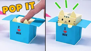 Origami CAT BOX BUTTON TOY || origami pop it, origami fidget toy