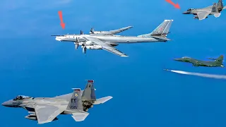 Critical Situation! US F-15 Eagles Confront Russian Tu-95s