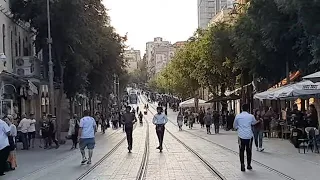 Jerusalem. Jaffa street. Observation.  Here's an overview of Jaffa Street in Jerusalem.