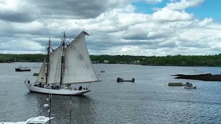 The schooner Bowdoin's departure from Boothbay Harbor, Maine, on May 29, 2024