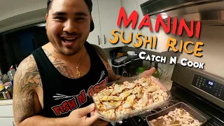 DELICIOUS SUSHI RICE w/GARLIC BUTTER SEARED MANINI FISH - Catch and Cook Spearfishing Hawaii