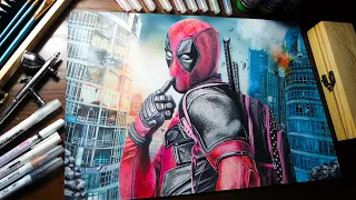 Drawing Realistic Deadpool (wade wilson) - Timelapse   |  JayCarts