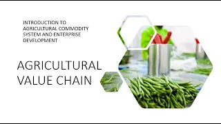 LECTURE 13: AGRICULTURAL VALUE CHAIN