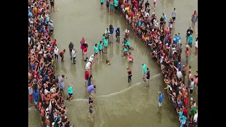 Drone shows famous turtle returning home to ocean after 3 years of recovery, growth