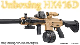 Unbox HK416D Water Ball Bullet Gel Blaster Toy Gun Electric Outdoor Shoot Game