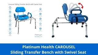 Carousel Sliding Transfer Bench with Swivel Seat Premium Padded Bath