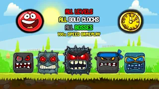 RED BALL 4 - ALL LEVELS ALL VOLUMES ALL BOSSES ALL GOLD CLOCKS "100x SPEED GAMEPLAY"