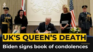 Biden signs book of condolences at UK embassy in Washington
