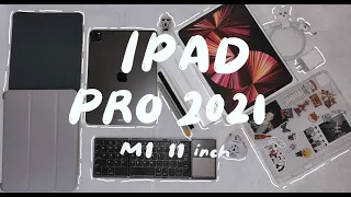 iPad Pro 2021 M1 11" Unboxing 📦🍎 Apple Pencil 2 ✏️ Accessories + K-Pop Sticker Decoration (ASMR)