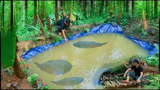 Full Video Dig a Small Lake, Build Wooden Bridge and Relax with Food / From Start To Finish