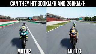 MOTO 2 AND MOTO 3 Slipstream TOP SPEED TEST (CAN THEY HIT 300km/h and 250km/h ???? ) MOTOGP 21