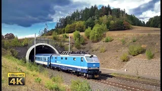 Fast trains in Czech Republic - 160km/h - Tunnels part - Freight trains - Czech railways [4K]