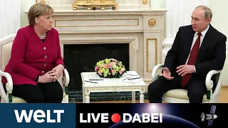 MASSIVE SPANNUNGEN: Briefing von Merkel und Putin in Moskau (Originalton) | WELT Live dabei