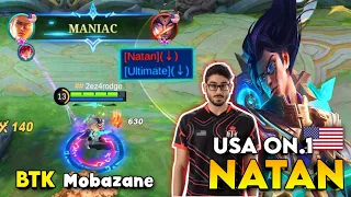 PERFECT MANIAC!! Nerf Can't Stop Me!! [ USA NO.1 Natan ] BTK Mobazane Natan Best Build - MLBB