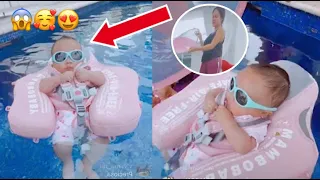 Natti Natasha Le Enseña a Nadar a Su Hija Vida Isabelle En La Piscina