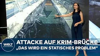 ANSCHLAG AUF KRIM-BRÜCKE: Ukraine setzte wohl Wasser-Drohne ein - Schäden an Stützkonstruktion