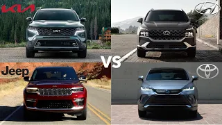 2022 Jeep Grand Cherokee vs Kia Sorento vs Hyundai Santa Fe vs Toyota Venza/Harrier Comparison