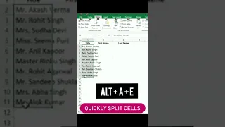 Excel | Ms Office | Quick Split Cell in Ms Excel