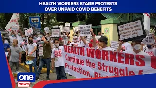 Health workers stage protests in DOH over unpaid COVID benefits