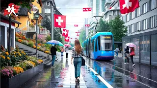 Zurich in Rain Wet ❄️ Winter is back! Switzerland Walking Tour🇨🇭