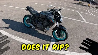 2023 Yamaha MT07 Test Ride And Stunts!