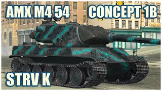 AMX M4 mle. 54, Concept 1B & Strv K • WoT Blitz Gameplay