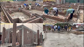 Full 30 Days To Construct Foundation Beams - Build Walls And Pour First Floor Floors