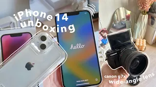 iPhone 14 starlight unboxing + accessories| wide angle lens for Canon g7x Mark II