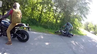 Oops, guy drops a Cruiser bike.