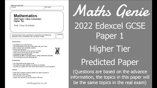 Edexcel 2022 GCSE Maths Paper 1 Higher Predicted Paper