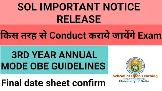 DU SOL Conduct Examination Notice Release MAY/JUNE OBE Exam 2021 | OBE Guidelines, Final Date Sheet
