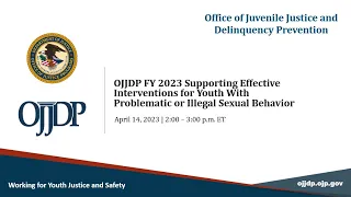 OJJDP FY 2023 Supporting Effective Interventions for Youth w/ Problematic Sexual Behavior (Webinar)