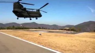 MH-53e and CH-47 Form landing at Apsan pad. South Korea.