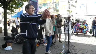 "THINK TWICE" / ":GANJA PLANTER"  BY RUFF TRADE  BUSKING IN MARKET STREET, MANCHESTER  02/06/2023