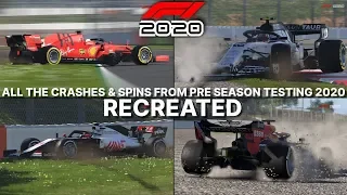 F1 2020 GAME: RECREATING ALL THE CRASHES & SPINS FROM TESTING 2020