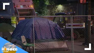 Denver crews conducting homeless camp sweep near 14th and Pennsylvania