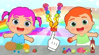 BABIES ALEX AND LILY 🍉🍓 Rainbow Fruit Skewers