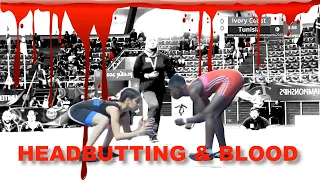 headbutting and blood, in women freestyle wrestling