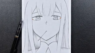 Anime sketch | how to draw zero two step-by-step