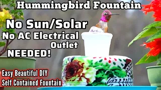 How To Make Hummingbird ENDLESS Water Fountain NO Solar, Sun or AC Needed DIY Birdbath EASY PORTABLE