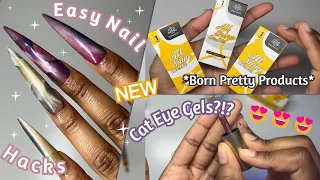 TRYING BORN PRETTY CAT EYE GELS | EASY CAT EYE NAIL HACKS TUTORIAL