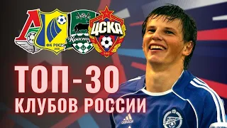 30 лучших клубов России по очкам в чемпионате / 1992-2022