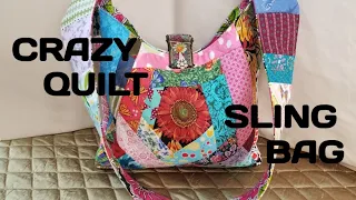 Crazy Quilt Block Boho Sling Bag